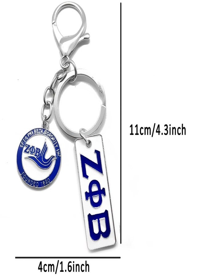 muiot Fashion metal plating sorority society ZETA ZPB letter label Nameplate dove 1920 Pendant Keychain Long key chain - Image 2